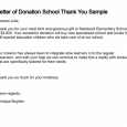 sample donation thank you letter letter of donation school thank you sample