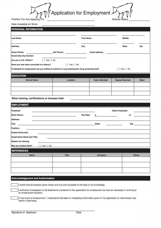 sample employment application