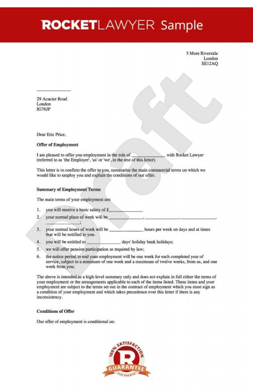 sample employment offer letter