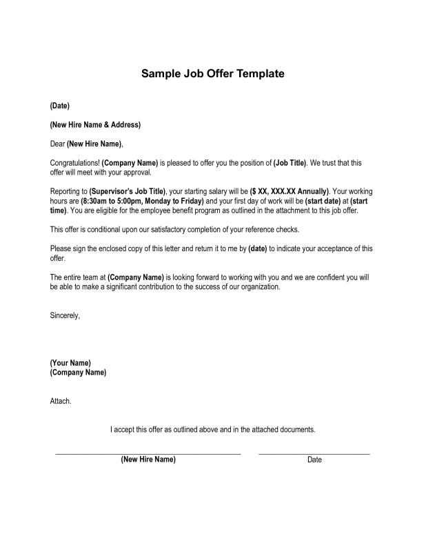 sample employment offer letter