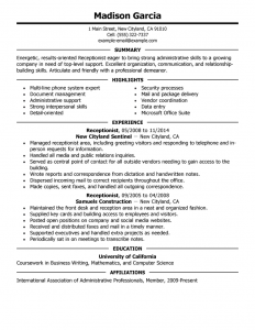 sample engineer resumes receptionist administration office support resume example executive highlights experience
