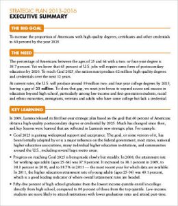 sample executive summary strategic plan executive summary sample