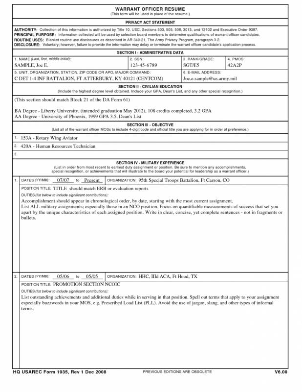 sample federal resume