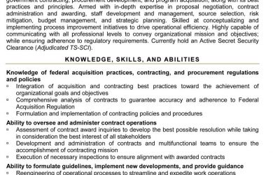 sample federal resume supervisory contract specialist
