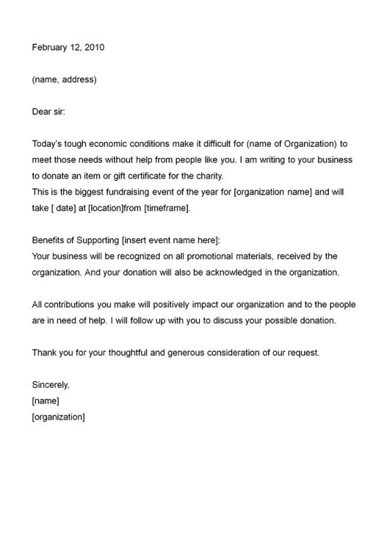 sample fundraising letter