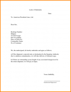 sample incident report indemnity letter template letter of indemnity vcolhed