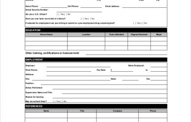 sample job application sample employment application form