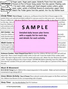 sample lesson plan for preschool mothers day preschool theme pack dailysample