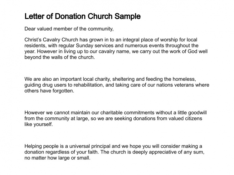 sample letter asking for donation