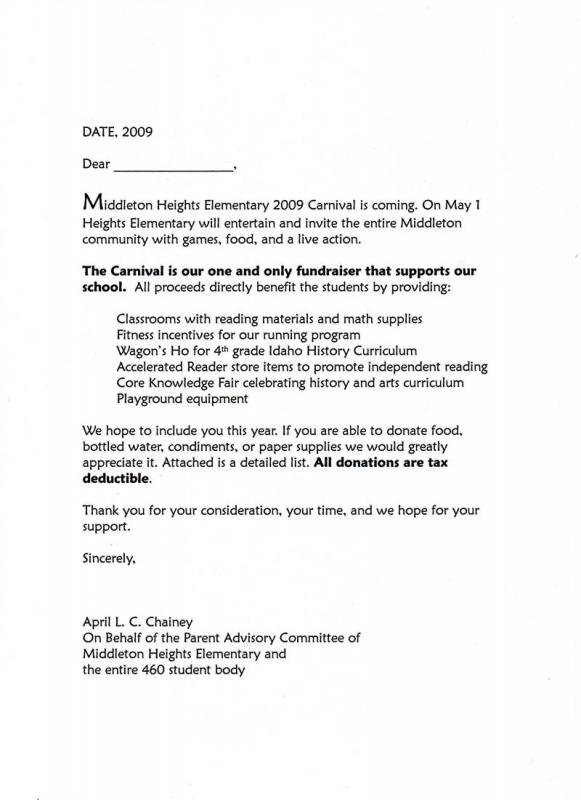 sample letter asking for donations for school