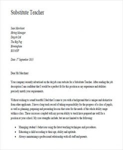 sample letter of intent for job substitute teacher letter of intent