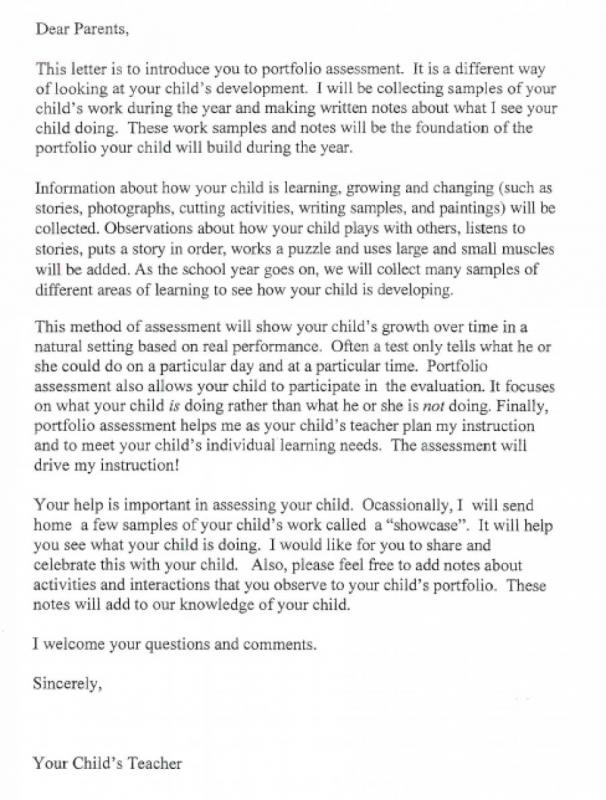 sample letter to teacher from parent about child progress