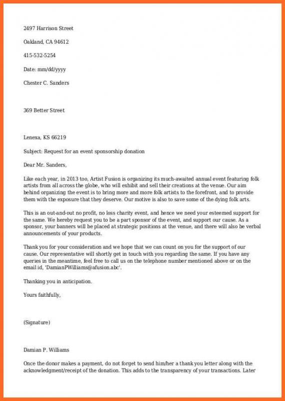 Sample Letters Asking For Donations Template Business