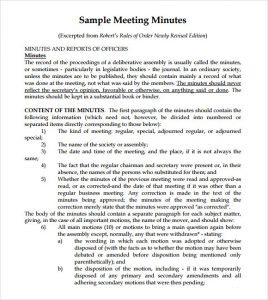 sample meeting minutes sample meeting minutes template