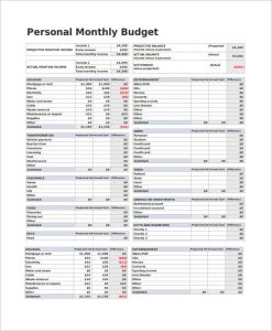 sample monthly budget personal monthly budget sample