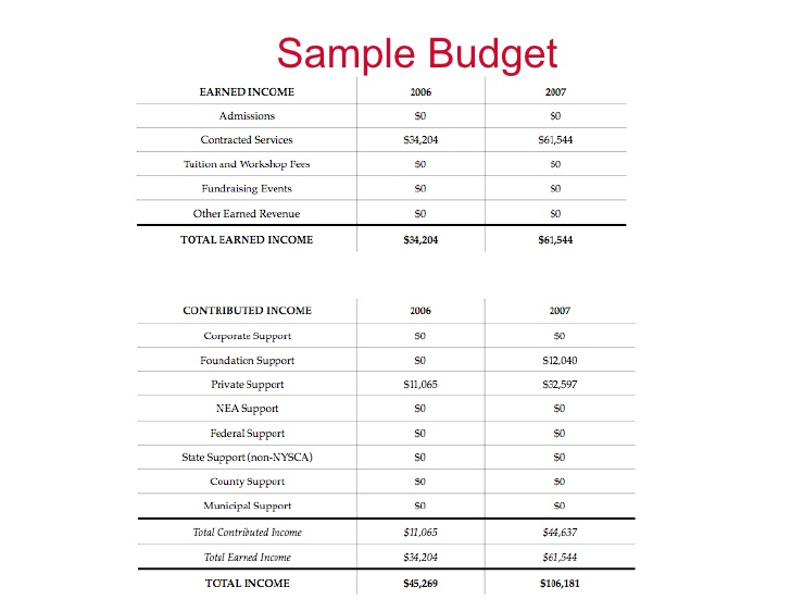 sample nonprofit budget