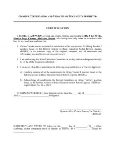 sample notary statement omnibus certification itznhel