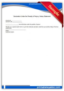 sample notary statement printable declaration under the penalty of perjury, notary statement form