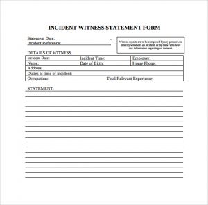 sample notary statements incident witness statement template