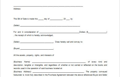 sample of bill of sale business bill of sale free download