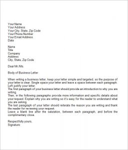sample of buisness letter business letter example