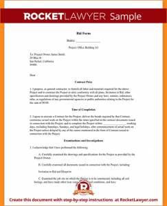 sample of business letter sample bid proposal sample bid form form template