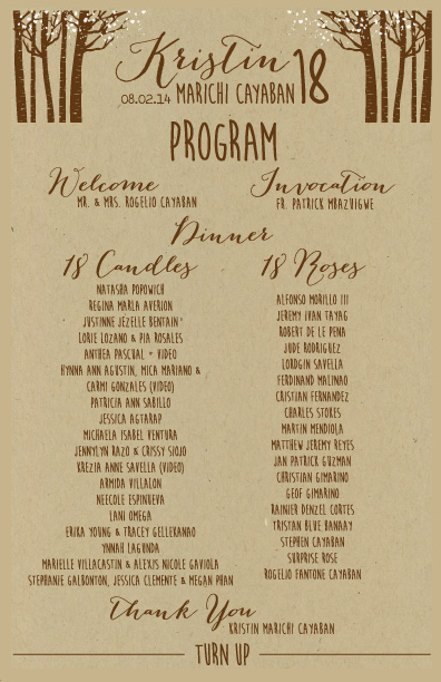 sample of wedding programme