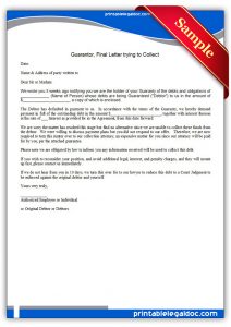 sample operating agreement printable guarantor, final letter trying to collect form