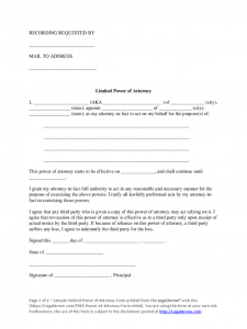 sample power of attorney form limited power of attorney sample form d