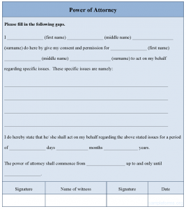 sample power of attorney form power of attorney form