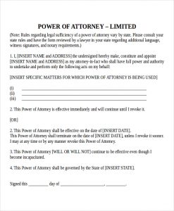 sample power of attorney microsoft power of attorney template