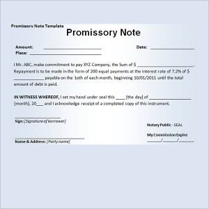 sample promissory note promissory note template