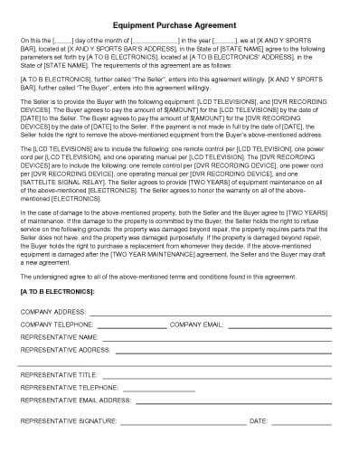 sample purchase agreement
