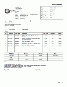sample purchase order purchase order template