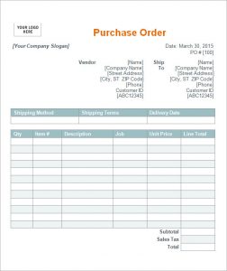 sample purchase order sample purchase order template