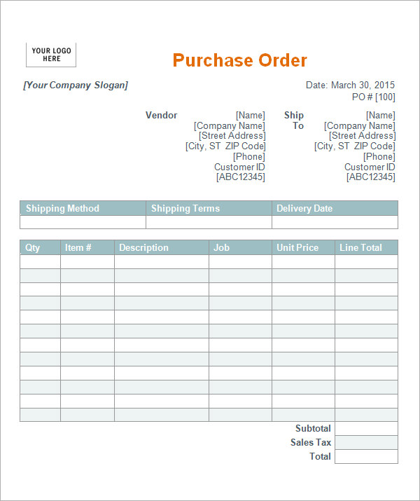 sample purchase order