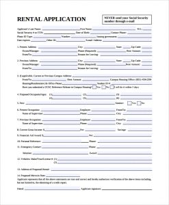 sample rental application sample rental application form