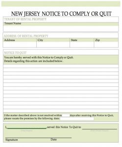 sample residential lease agreement new jersey notice to quit word x
