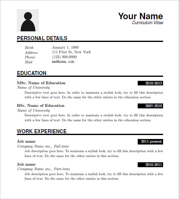 sample resume download