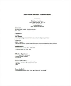 sample resume for high school student high school student resume with no experience