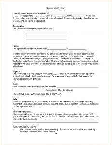 sample roommate agreement roommate contract template