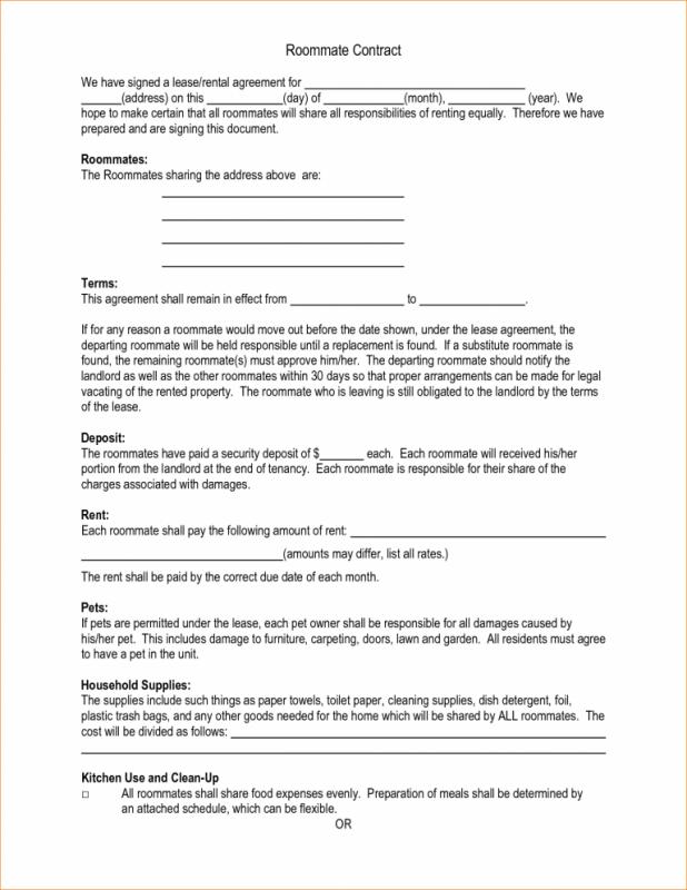 Sample Roommate Agreement | Template Business