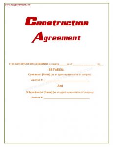sample subcontractor agreement construction agreement