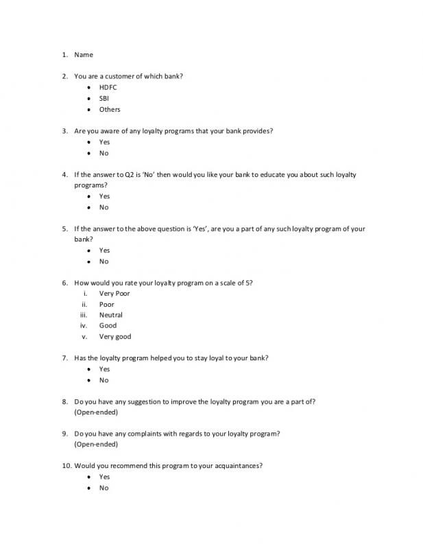 sample survey questionnaire