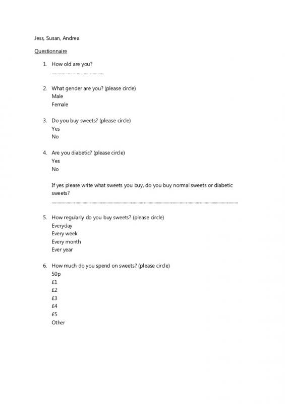 sample survey questionnaire