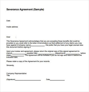 sample termination letter for cause severance agreement sample