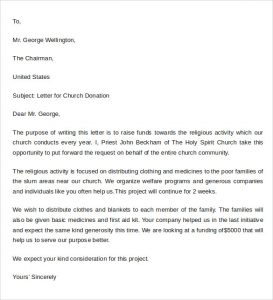 sample thank you letter for donation to church sample donation letter format example
