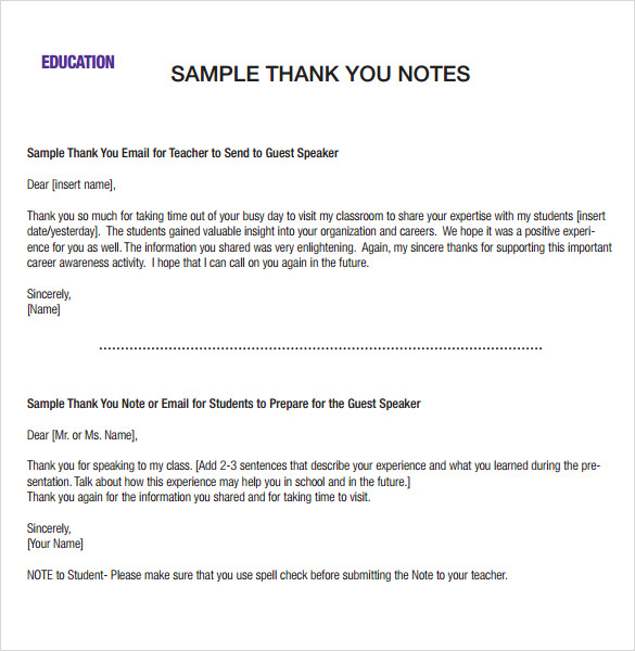 sample thank you notes