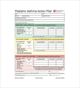 sample treatment plan pediatric asthma action plan pdf download