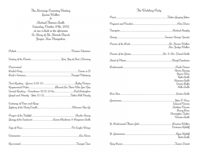 Samples Of Wedding Programs | Template Business